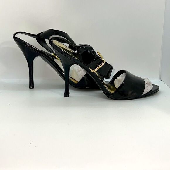 Black Patent Ankle Strap High Heels Sandals. Size 7. - Picture 5 of 7